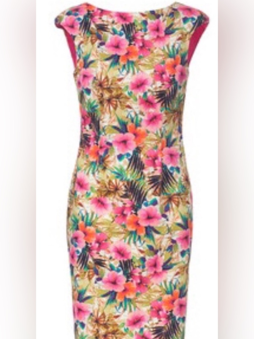 Zara Multicolor Tropical Floral Boat-Neck Mini Dress